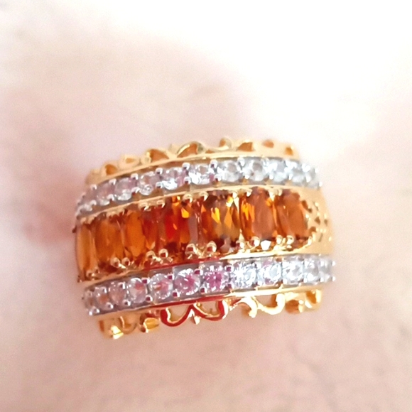 D'JOY Jewelry - TANZANIAN NATURAL GOLDEN TOURMALINE, NATURAL WHITE ZIRCON RING